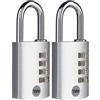 Yale Lucchetto in alluminio a combinazione YE3CB/38/131/1/S argento, corpo 38mm, arco in acciaio, combinazione a 4 cifre (Confezione da 2)