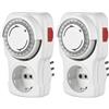 Electraline 58113 Programmatore Timer Meccanico Giornaliero, Spina Italiana piccola 10 A, Presa Schuko + 10A, Bianco (Confezione da 2)