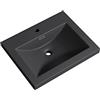 Mai & Mai Lavabo da incasso Col01, in ghisa minerale opaco, rettangolare, 1 foro per rubinetto, funzione troppopieno, larghezza: 60 cm