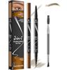 iwontalersy Confezione da Penna Eyeliner E Sopracciglia 2 In 1,2 Liquid Eyebrow Fork Tip Pen,Impermeabile,Crea Una Forma Delle Sopracciglia Naturale E Duratura(Marrone Chiaro)