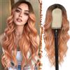 BARSDAR Lungo Ondulato Ombre Rosa Parrucca, 66cm Parte Centrale Ricci Ondulato Parrucca Lace Front Naturali Resistente al Calore Sintetici Capelli Parrucche per Donne (Ombre Rosa)