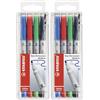 STABILO OHPen universal Cancellabile - Marcatore - Tratto Medio (1 mm) - Astuccio da 4 - Colori assortiti (Confezione da 2)