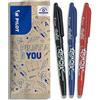 PILOT - Set di 3 FriXion Ball 07 - Penna a Inchiostro Termosensibile Cancellabile - Penna Roller Ricaricabile - Nero, Blu, Rosso - Punta Media