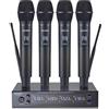 SIKUING Sistema microfono wireless UHF a 4 canali con microfono senza fili, 4 x 50 frequenze regolabili, ideale per riunioni karaoke, chiesa, portata 300 ft (4 microfoni manuali)