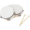 MANCHAP Tamburello in legno, 2 misure, 15 cm e 20 cm, tamburo in legno con campanelle Jingle, strumento musicale a percussione per l'apprendimento del ritmo, prestazioni