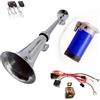 YIYIDA Car Air Horn Clacson per auto Corno del camion Argento Tromba corno della nave 24V Corno d'aria per auto Cromo Zinco speaker Corno per auto con compressore blu per 24V camion barca ecc