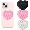 Vilbocr 3 supporti in silicone a ventosa per telefono, a forma di cuore su entrambi i lati, antiscivolo, accessori per selfie e video, per tutti i telefoni cellulari (bianco, rosa, nero)