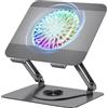 ICARE Supporto PC Portatile con Ventole PC Magnetica RGB, Rotazione a 360°, Portata 10KG e 18dB Silenzioso, Supporto per Laptop/Tablet Fino a 16, Grigio