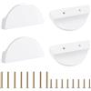 MOROBOR Maniglie per Cassetti Mezzaluna, 4 Pezzi in Legno Naturale Verniciato con Bordo Semicircolare per Dito, Maniglie per Cassetti in Legno di Faggio a Doppio Foro per Armadio da Cucina/Bianco