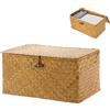 DBAATTZ Cesto Portaoggetti in Rattan Intrecciato, Cestini Portaoggetti in Alghe Marine Intrecciate a Mano, Cesta in Vimini di Seagrass, per Bagno, Soggiorno, Cucina (M, Arancione)