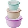 Pedrini 04GD208 Set 3 contenitori Ciotole Ermetici con Coperchio per frigo microonde Freezer Lunchbox, Colori Assortiti, Alti, Plastica