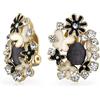 Bling Jewelry Nero Bianco Farfalle Fiore Cats Eye Garden Clip Su Orecchini Per Le Donne Non Forate Orecchie Placcato Oro Brass