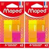Maped Neon - Set di 4 gomme cancellabili ad alta precisione, cancellate pulite e morbide, senza macchie, materiale scolastico di qualità per bambini e adulti, design ergonomico e colori vivaci