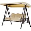 Outsunny Dondolo 3 Posti da Giardino in Metallo con Tetto Inclinabile e Cuscini Imbottiti, 208x120x172 cm, Beige | Aosom Italy