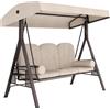 Outsunny Dondolo 3 Posti con Tetto Regolabile, Portabicchieri e Cuscini, in Metallo e Poliestere, 207x120.5x174 cm, Beige