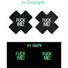 SuperLove Glow in the Dark Cross Nipple Covers Fuck Me! Black