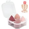 Leeshine Set di 4 spugne per il trucco - Applicatore professionale per fondotinta, con astuccio per uova e 1 supporto, perfetto per il viso, per crema, polvere e liquidi
