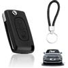 MxyVrix 2 Tasti Guscio Chiave Auto,Telecomando Custodia Ricambio Chiave Compatibile con Peugeot CE0523 207 307 308 Partner e Citroën C2 C3 C4 C5 C6, Caso Chiave a Distanza con Portachiavi in Pelle