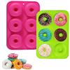 Anicy 2 Pezzi Stampi Stampo Per Ciambelle - 6 Stampo Ciambella, Donuts Stampo Silicone, Biscotti, Bagel, Muffin, Verde e Rosa