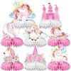 Shamoparty 8pcs Magico Unicorno A Nido d'Ape Ornamento, Serie Rosa Centritavola, Ragazze Compleanno Festa A Tema Decorazione della Tavola Fiore di Carta Fai da Te