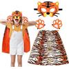 XEPST Tiger Costume Set per i bambini, 4 PZ Animal Tiger Stampa Cape Set con Tiger Eye Mask Cape Paws per Animal Costume Cosplay Festa di compleanno di Halloween di Carnevale