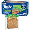 Ziploc Borse per panini e snack con texture EasyGuide, sacchetti in plastica con tecnologia Grip 'n Seal, 105 sacchetti in totale