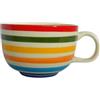 B2SEE Tazza da caffè grande in ceramica, 500 ml, dipinta a mano (multicolore a righe orizzontali)