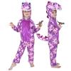 Sincere Party Costume da dinosauro T-Rex rosa viola con stampa a sublimazione per bambini e ragazze, costume da dinosauro con statua giocattolo T-Rex per 5-6 anni