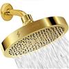 SparkPod Fixed Shower Head - High Pressure Rain - Luxury Modern Chrome Look - Easy Tool Free Installation - The Perfect Adjustable Replacement (Gold, 15cm Round)