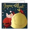 Afie Biglietto quadrato Buon Babbo Natale in oro dorato lucido con busta bianca 15 x 15 cm - Cappa borsa consegna regali giocattoli 25 dicembre Feste fine anno stelle - Made in France