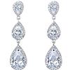 EVER FAITH Orecchini donna Zirconia cubica Matrimonio Sposa 3 goccia Pendenti lungo Trasparente Argento-fondo