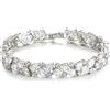 EVER FAITH Matrimonio Zirconia cubica Tennis Bracciale per la Sposa, Bianco Oro-Placcato Goccia Strass Sposa per Donne Prom