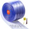 VEVOR Tenda a Strisce in Plastica Lunghezza 45,7 m, Rotolo di Striscia Larghezza 20 cm per Porta in Plastica Superficie Ondulata, Rotolo a Strisce Trasparente per Magazzino, Garage