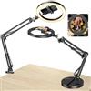 AOUZEA 10'' Ring Light con Supporto per Telefono Con Due Basi, Luce ad Anello con Regolabile Supporto Cellulare, Ring Light professionale Dimmerabile per Video/TikTok/YouTube(Senza Telecomando)