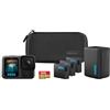 GoPro HERO13 Black Extended Power Bundle - Include caricabatteria doppio, 3 batterie Enduro, scheda microSD da 64 GB, supporto adesivo curvo e custodia per fotocamera