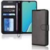 TECHGEAR Custodia in Pelle Oppo A9 / A5 2020, Cover Libro Protettiva con Slot per Schede, Supporto e Cinturino da Polso - Pelle Sintetica per Oppo A9 / A5 2020 Cover Portafoglio (Nero)