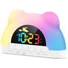 Azyh Sveglia per Bambini, Sveglia Digitale con Luce Notturna a 11 RGB Colori, Regali per Ragazzi e Ragazze, Macchina del Suono del Sonno,Orologio per Comodino, Regalo, Snooze, 2 Allarmi, Cavo USB