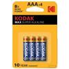 KODAK KB0200 - Batteria Kodak Max alkaline stilo tipo AAA pz.4
