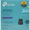 TP-LINK - AC 600 ARCHER T2U NANO AC600 - ADATTATORE WIRELESS AC600 DUAL BAND USB2.0 150MBPS A 2.4GHZ + 433MBPS A 5GHZ 802.11AC/A/B/G/N