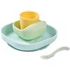 BÉABA - Set Pappa in Silicone, 4 Pezzi : Piatto + Scodella + Ciotola + Cucchiaino Svezzamento, Antiscivolo : con Ventosa, per Bambini e Neonato, Giallo