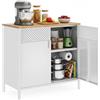 SONGMICS Mobiletto Contenitore, Credenza in Metallo, Doppia Anta con Chiusura Magnetica, Ripiani Regolabili, Struttura in Acciaio, 40 x 80 x 76 cm, Beige Naturale e Bianco Nuvola LSC102W57