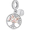 Nbsameng Ciondolo a forma di albero della vita, in argento Sterling 925 placcato oro rosa, da donna, gioiello fai da te e Argento, cod. yw23057-1