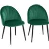 HOMCOM Set di 2 Sedie da Pranzo Imbottite con Schienale a Conchiglia in Velluto, Gambe in Metallo, Sedie da Cucina, 52x54x79 cm, Verde | Aosom Italy
