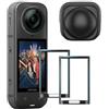 AMAZEAR Protection d'écran et combiné de capuchon d'objectif pour accessoires Insta-360 X5, film en verre trempé pour écran Insta-360 X5 X4 (2 pièces) et étui de protection en silicone pour capuchons