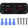MASO Voltmetro digitale a doppio LED MASO 12V-24V, doppia batteria per auto e moto, pannello di superficie per voltmetro con display a LED