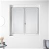 Homemaison - Coppia di piccole tende in organza a righe argentate - poliestere - orlo passante - uso finestra cucina soggiorno - 60 x 160 cm - bianco