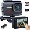 Apexcam Nuova M80PRO Action Cam 4K 64MP EIS Touch Screen Con 64GB Scheda Fotocamera Sportiva Impermeabile Fotocamera Subacquea 40M 8X Zoom e 2 * 1350 Batterie Kit Accessori