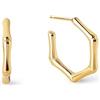 SINGULARU - Orecchini Cerchio Mini Bamboo. Acciaio con Placcatura Oro 18Kt. Chiusura in Silicone. Gioielli da Donna