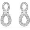 Swarovski Orecchini a lobo Hyperbola, Taglio tondo, Pavé, Infinito, Bianchi, Placcato rodio