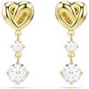 Swarovski Orecchini pendenti Lifelong, Taglio Round, Cuore, Bianchi, Placcato color oro